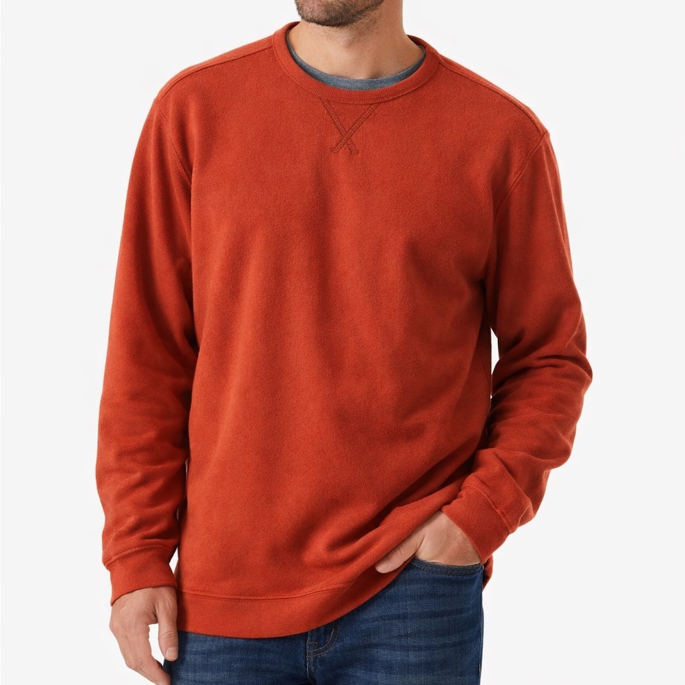 G.H. Bass Sueded Fleece Crewneck Sweatshirt XXL Orange Pullover NWT